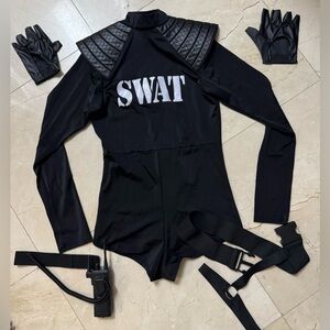Black SWAT Costume Bodysuit with Accessories